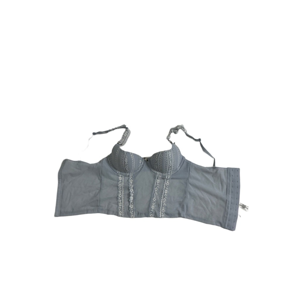 Victoria's Secret PINK Corset Top Bustier Bra Blue Lace Trim Size XS New With Ta